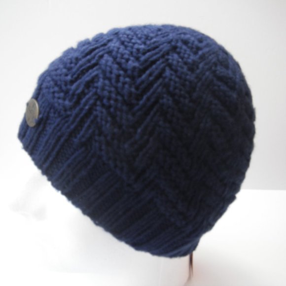 Hand Knitted Hat Toque Adult Size - S-M Acrylic Color Navy - 004 Hand knit by me - Picture 3 of 9
